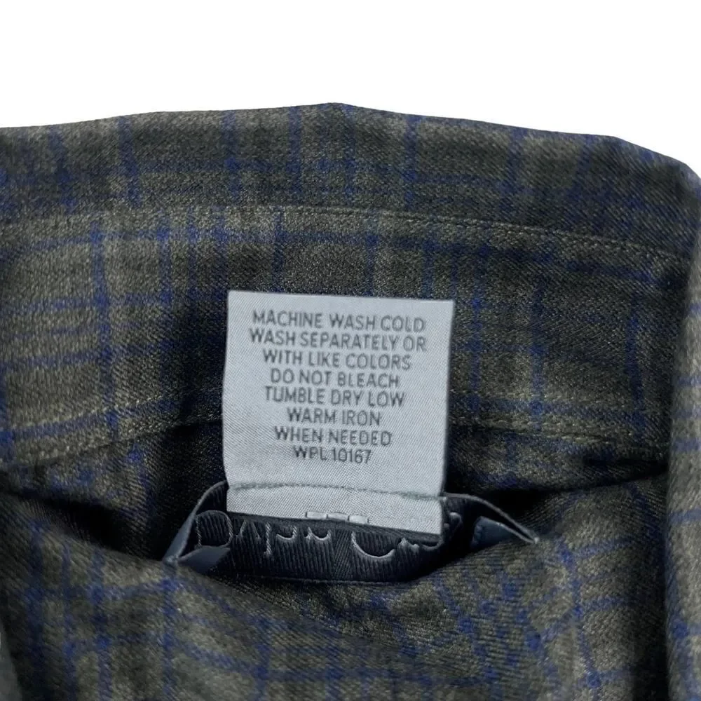 New Dylan Gray Men US L Dress Shirt Button Down Long Sleeve Gray Olive Plaid - Picture 10 of 12